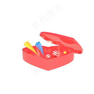 C4D立体情人节粉色爱心礼盒装饰,免抠元素