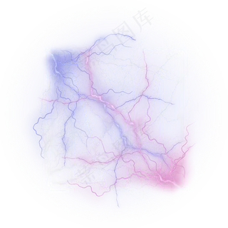 炫酷闪电蓝色紫色字母M,免抠元素艺术字