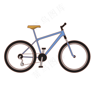 卡通蓝色单车插图,免抠元素