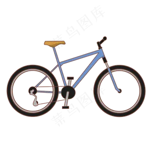 卡通蓝色单车插图,免抠元素