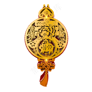 中国风立体剪纸春猪装饰元素,免抠元素