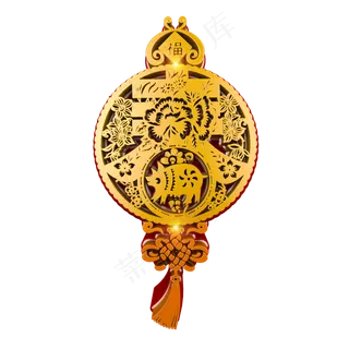 中国风立体剪纸春猪装饰元素,免抠元素