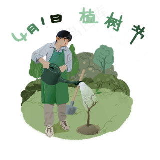 春天植树节树苗劳动勤劳保护自然