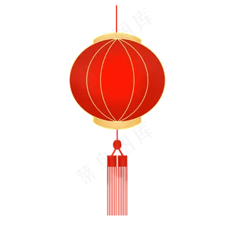 手绘春节年货圆形大红灯笼,免抠元素