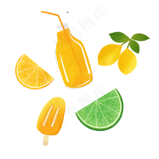 夏季海边元素装饰图,免抠元素