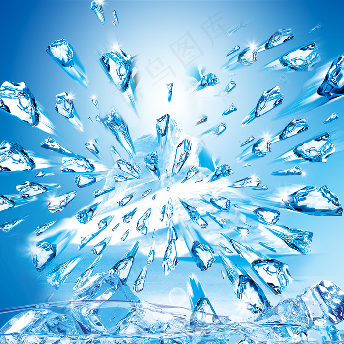 蓝色渐变冰块食品促销PSD分层主图背景