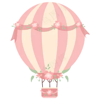 小清新碎花粉色系浪漫唯美热气球