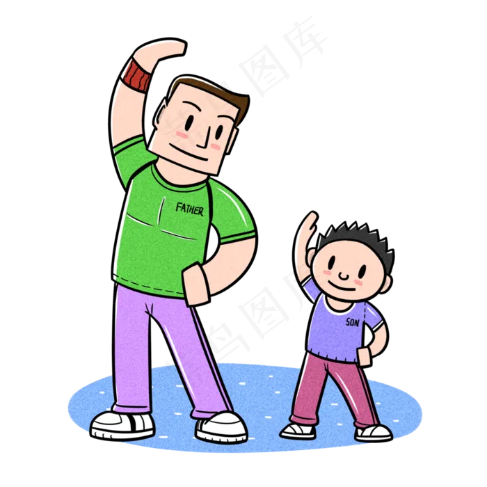 卡通父亲节夸张风父子锻炼身体p(3543X3543(DPI:300))psd模版下载