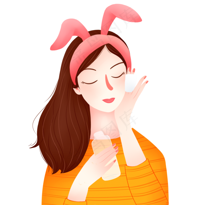 精致女孩化妆拍水元素,免抠元素