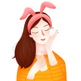 精致女孩化妆拍水元素,免抠元素