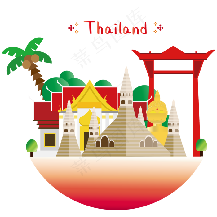 旅游地标建筑泰国曼谷,免抠元素(7087*7087px 300 dpi )psd模版下载