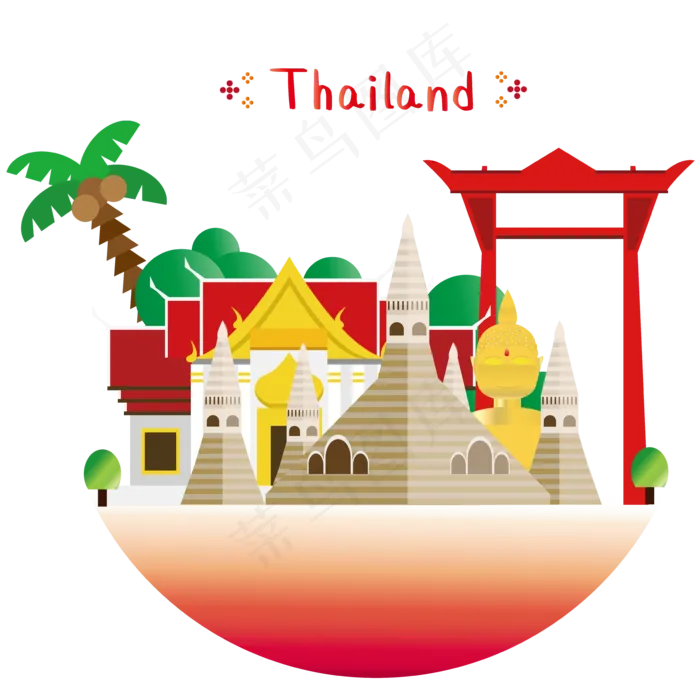 旅游地标建筑泰国曼谷,免抠元素(7087*7087px 300 dpi )psd模版下载