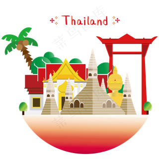 旅游地标建筑泰国曼谷,免抠元素