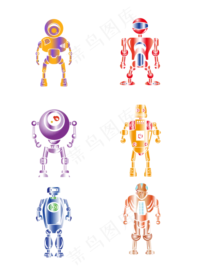 现代科技金属感机器人,免抠元素(1024*1369px 72 dpi )ai矢量模版下载