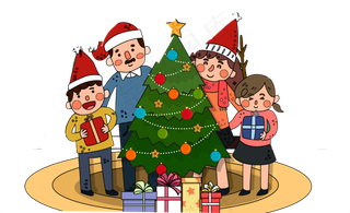 圣诞节一家人,免抠元素