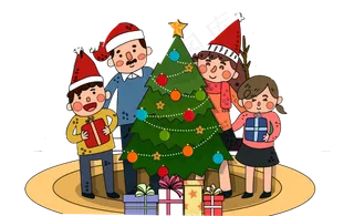 圣诞节一家人,免抠元素