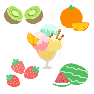 夏季清新缤纷水果甜品冰激凌果汁