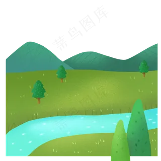 春天绿色草原免抠PNG素材