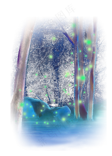 夏夜树林萤火虫原画