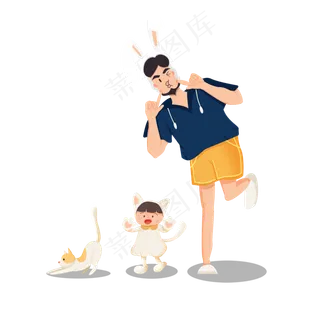 玩耍中爸爸和孩子