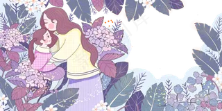 3.8妇女节快乐百花春天亲子母亲节,免抠元素