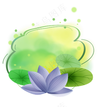 古风紫色荷花文本框