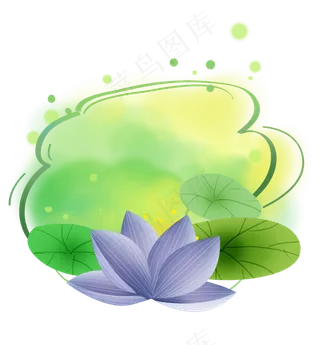 古风紫色荷花文本框