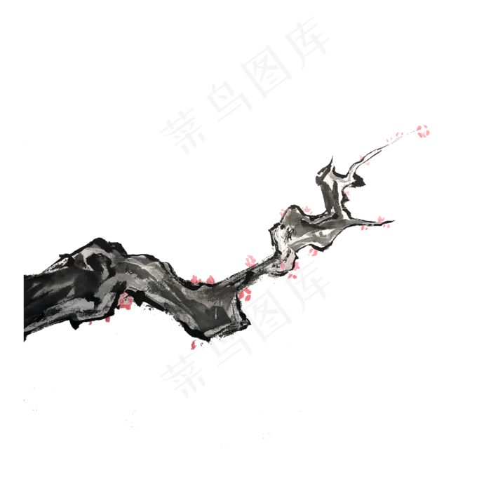中国水墨鸟红梅可爱写意PNG雀,免抠元素(1080X1155(DPI:72))psd模版下载