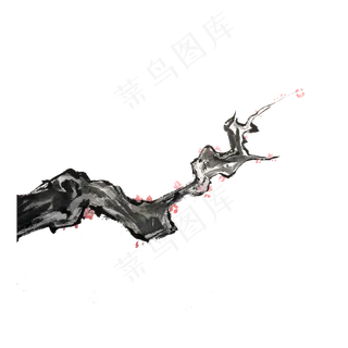 中国水墨鸟红梅可爱写意PNG雀,免抠元素