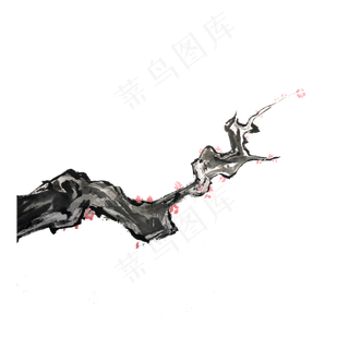 中国水墨鸟红梅可爱写意PNG雀,免抠元素