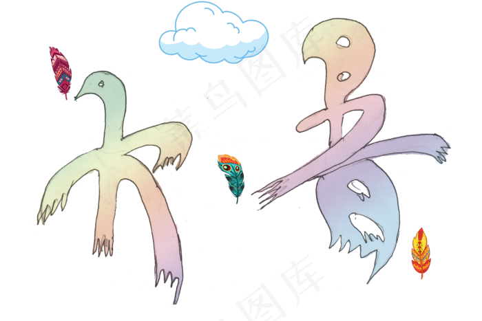 节气鸟造型艺术字大暑png(3000X2000(DPI:300))psd模版下载