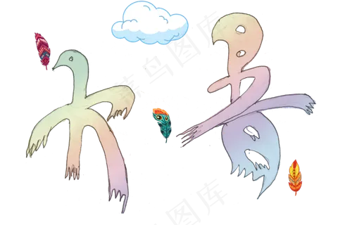 节气鸟造型艺术字大暑png