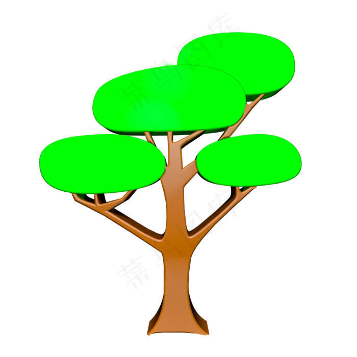 C4D立体绿色树木(2000X2000(DPI:300))psd模版下载