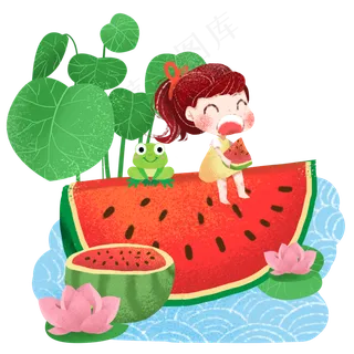 夏日吃西瓜的女孩 夏日吃西瓜的女孩