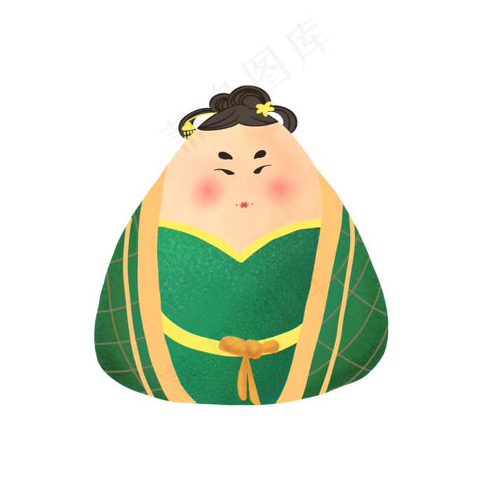 端午节绿色可爱唐装粽子
