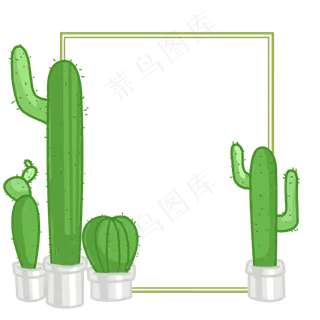 仙人掌盆栽装饰文本框,免抠元素