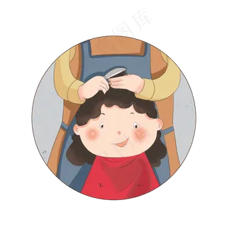 中年大妈龙抬头理发,免抠元素