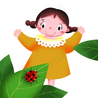 惊蛰开心的小女孩,免抠元素
