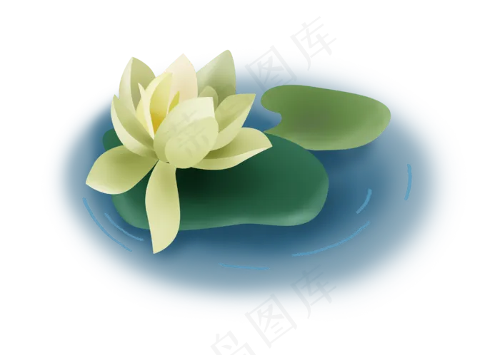 夏至手绘淡黄色荷花,免抠元素(2982*2122px 300 dpi )psd模版下载
