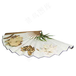 中药药材扇子组合,免抠元素