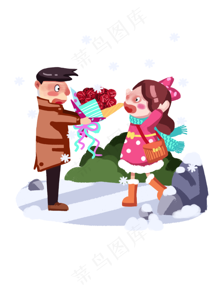 手绘情人节花束插画