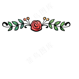 红玫瑰长叶子花免抠