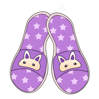 紫色可爱卡通拖鞋png素材