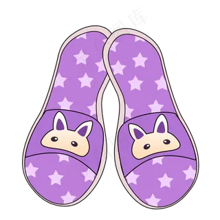 紫色可爱卡通拖鞋png素材
