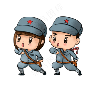 建党节建军节卡通八路军,免抠元素