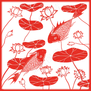 中国风锦鲤剪纸窗花