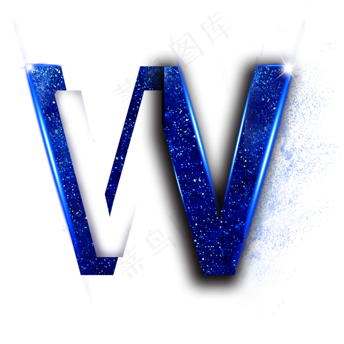 蓝色星空字母W(2000X2000(DPI:300))psd模版下载