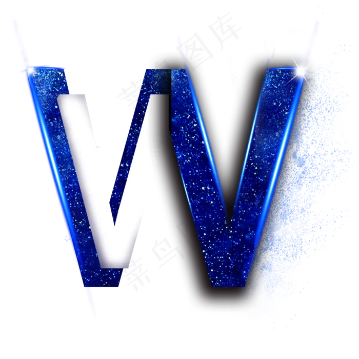 蓝色星空字母W(2000X2000(DPI:300))psd模版下载