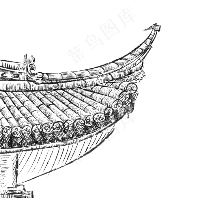 中国古典建筑白庙屋檐PNG,免抠元素(3507*3425px 300 dpi )psd模版下载