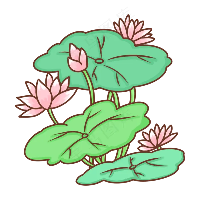 荷花荷叶PNG免抠图(2000X2000(DPI:300))psd模版下载